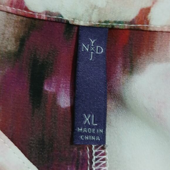 NYDJ Not your Daughters Jeans XL Abstract Floral Long-Sleeved blouse ruffle - Picture 2 of 16